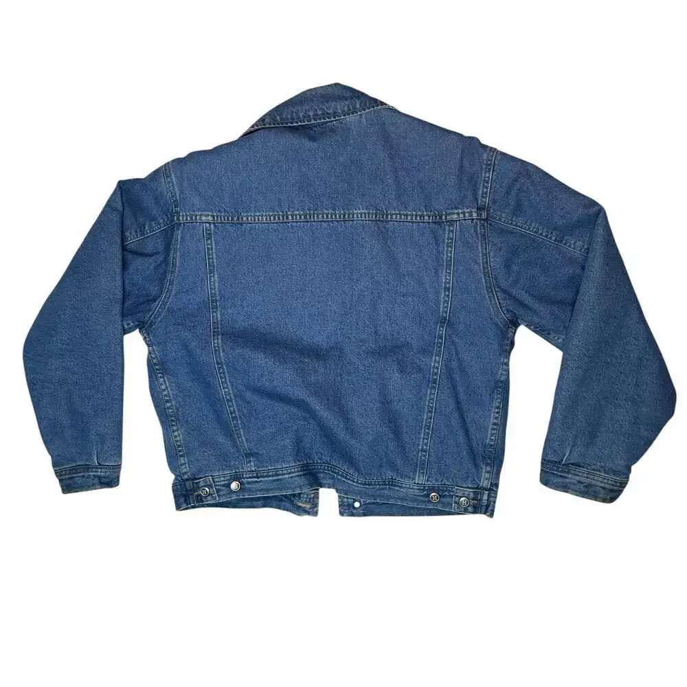 Vintage Tommy Hilfiger Denim Jacket Plaid Lined Kids Size L 6/6X Blue